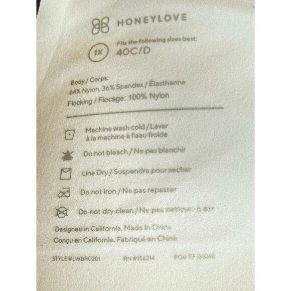 Honeylove V-Neck Bra 40C/D 1X White Wireless Sculpting Support Stretch - Picture 5 of 10